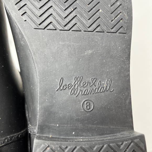 Women Loeffler Randall Fenton Rubber Rain Boots Buckle Black Size 8
